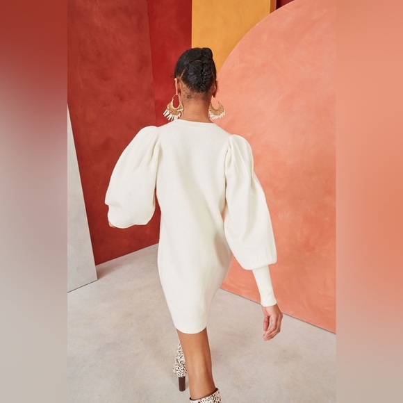 Ulla Johnson natural beige Viviana merino wool puff sleeve sweater dress - Small - Picture 5 of 10